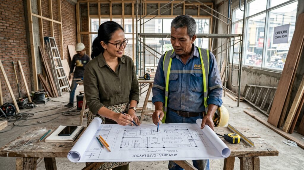 Proses konstruksi Panduan Bangun Rumah Pemilik cafe
