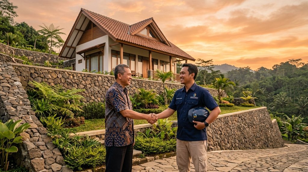 Serah terima proyek Smartrenov Kontraktor Bogor di lahan berkontur
