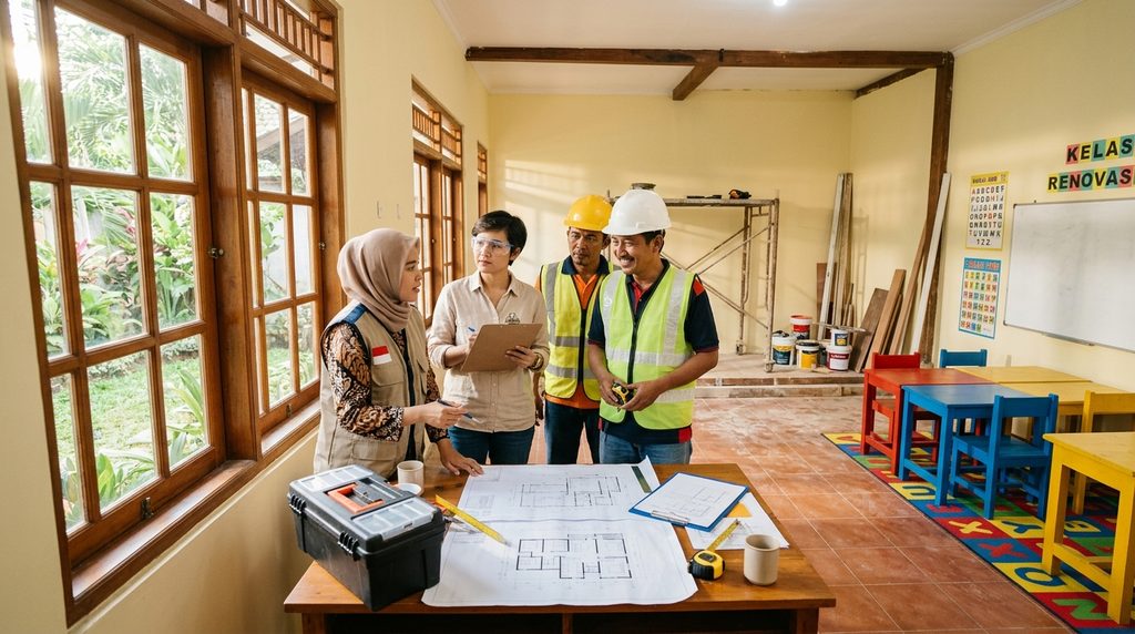 Renovasi Rumah Sekolah Depok tahap perencanaan tata ruang kelas