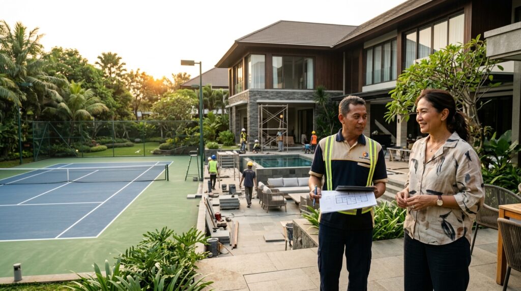Tahapan Panduan Renovasi Rumah Pemilik lapangan tenis pribadi