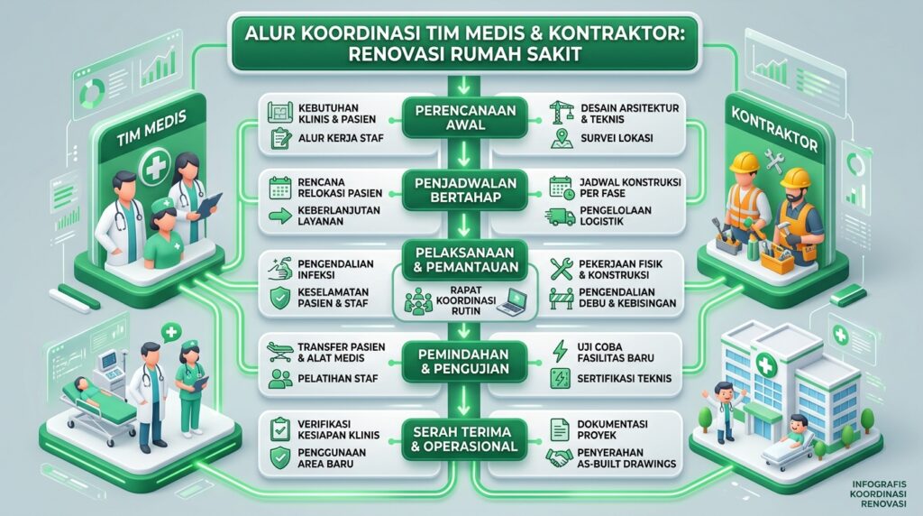Alur koordinasi Panduan Renovasi Rumah Pemilik dan tim medis