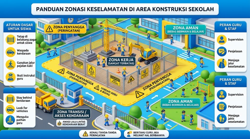 Zonasi keamanan Pemilik Sekolah Kontraktor selama konstruksi