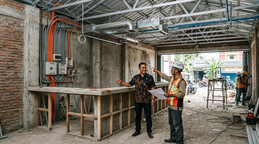 Simulasi Biaya Bangun Rumah pada cafe shop - visual tahap awal