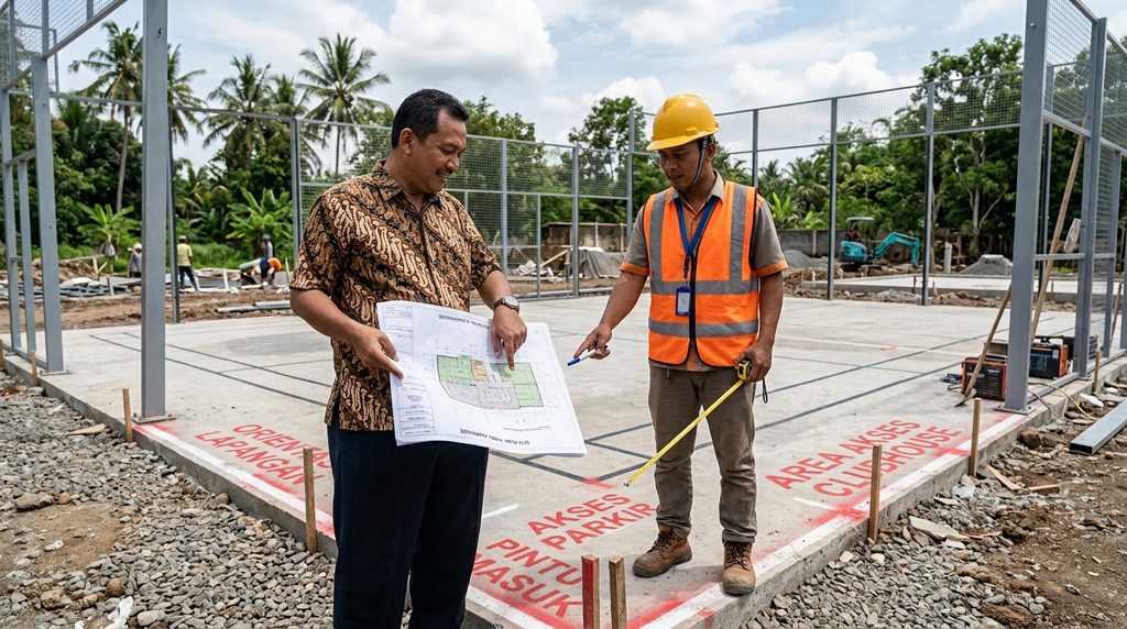 Mengurus Kontraktor Lap Padel - visual awal lap padel