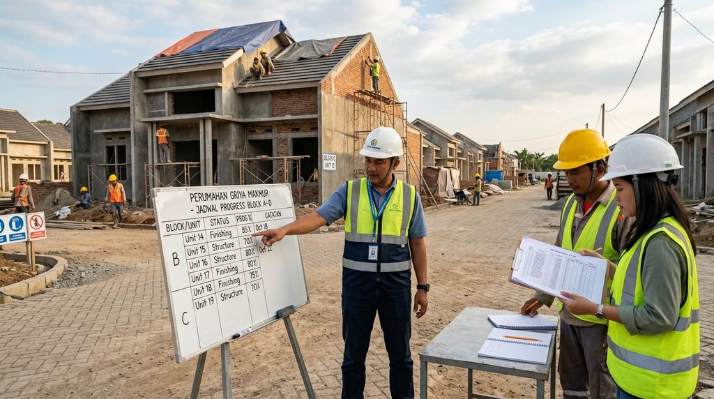 Panduan Kontraktor Pemilik Cluster mengendalikan progres dan material per blok