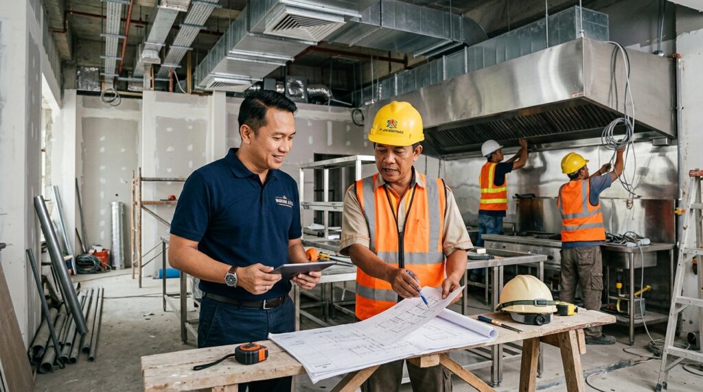 Pengawasan progres dalam panduan kontraktor pemilik restoran