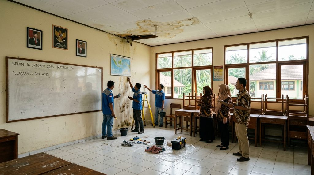 Mengabaikan Renovasi Rumah Pemilik sekolah dapat membuat kebocoran mengganggu ruang kelas