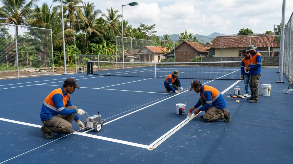 Desain fasilitas Pemilik Lapangan Tennis Bangun modern