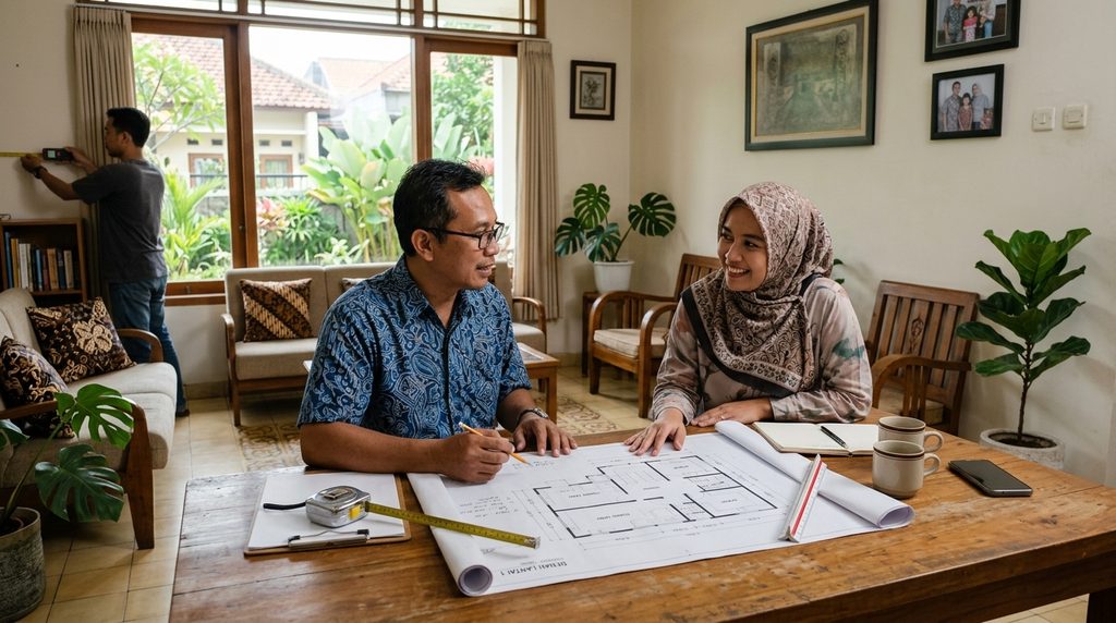 waktu renovasi rumah pada tahap perencanaan dan pemeriksaan proyek