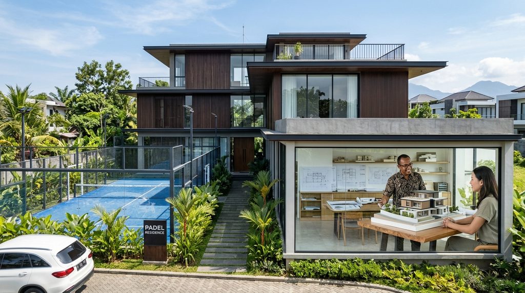 Desain rumah dengan Bangun Rumah Lap Padel terintegrasi di Jakarta