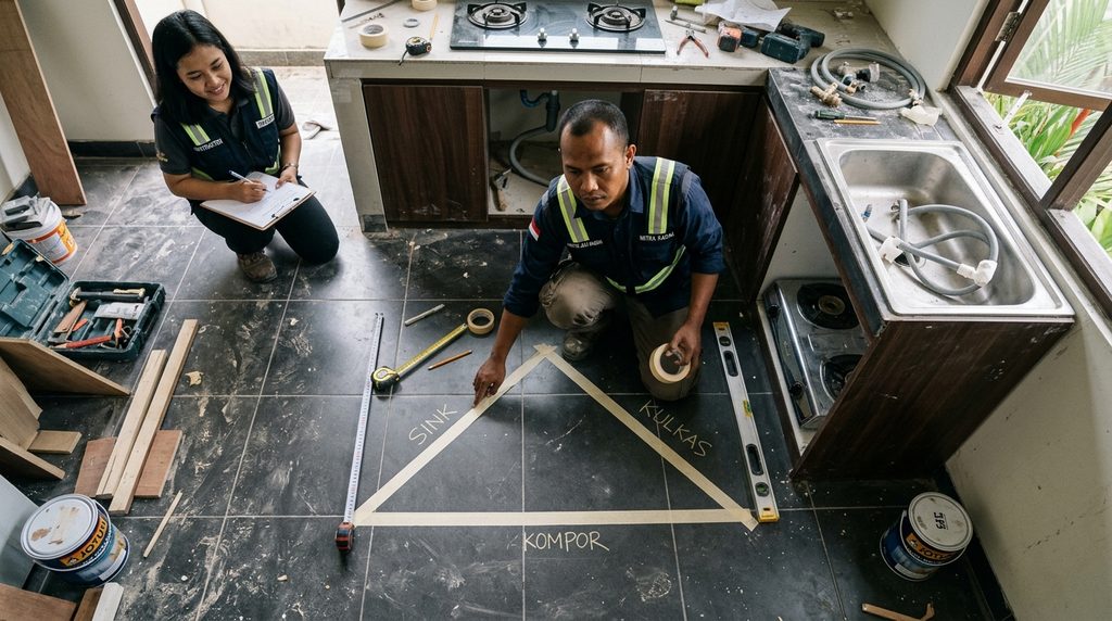 layout dapur minimalis dengan perencanaan teknis Smartrenov