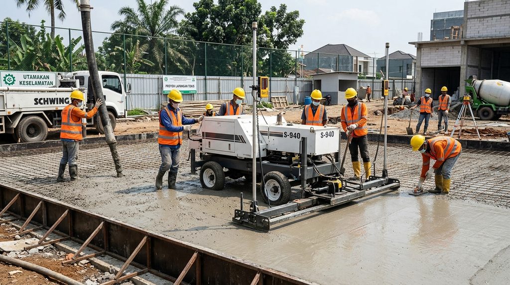 Bangun Rumah Lap Tennis pada tahap survei dan perencanaan proyek lapangan tenis di Bekasi 