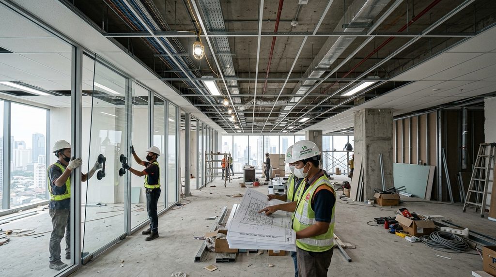 Kontraktor renovasi interior mengoordinasikan fit-out dan utilitas