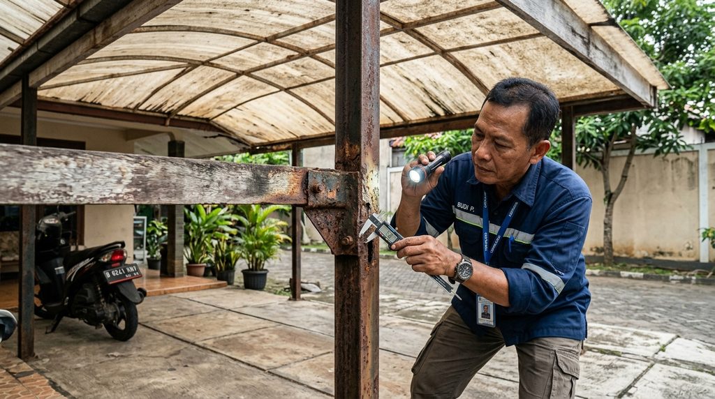 renovasi carport pada tahap perencanaan dan pemeriksaan awal