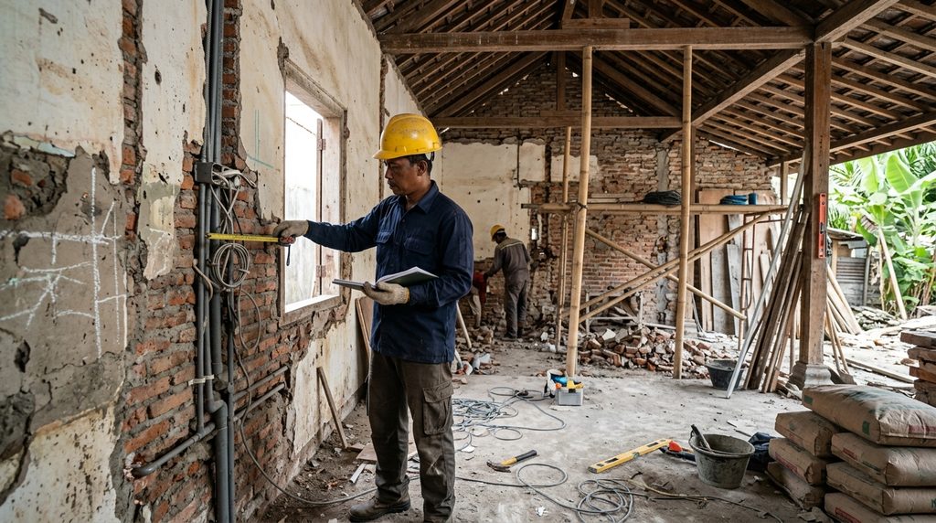  renovasi rumah lama modern pada tahap perencanaan dan pemeriksaan proyek