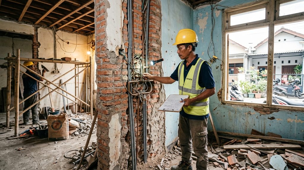 gaya interior rumah pada tahap perencanaan dan pemeriksaan proyek