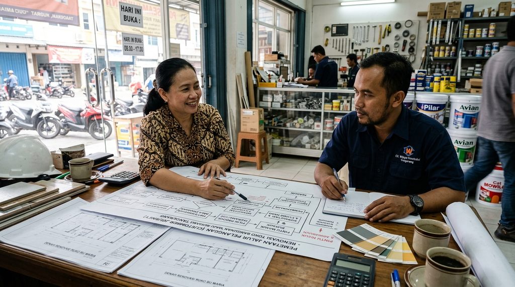 renovasi bangunan komersial pada tahap perencanaan proyek
