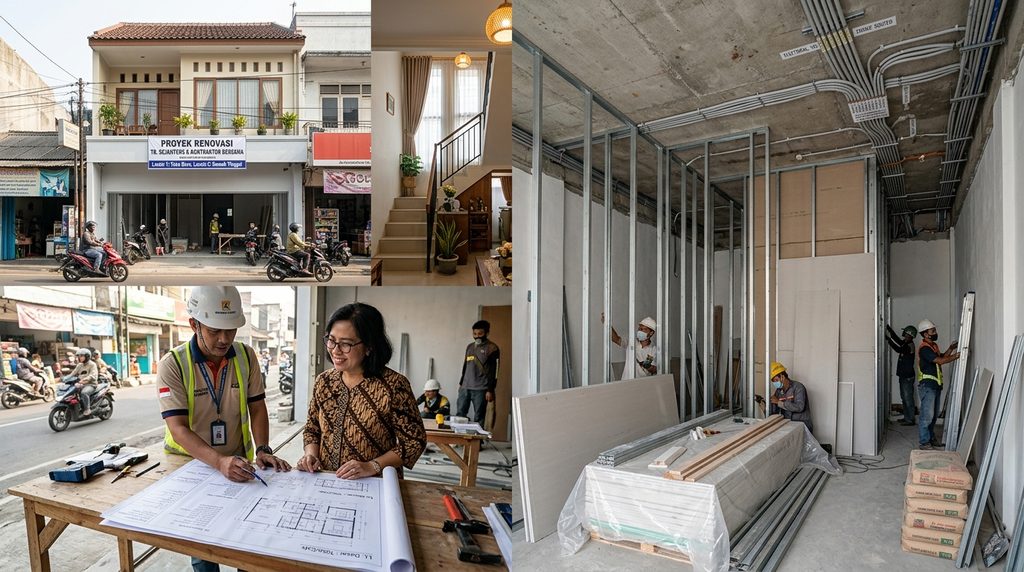 Jasa renovasi bangunan untuk rumah dan ruang bisnis terintegrasi