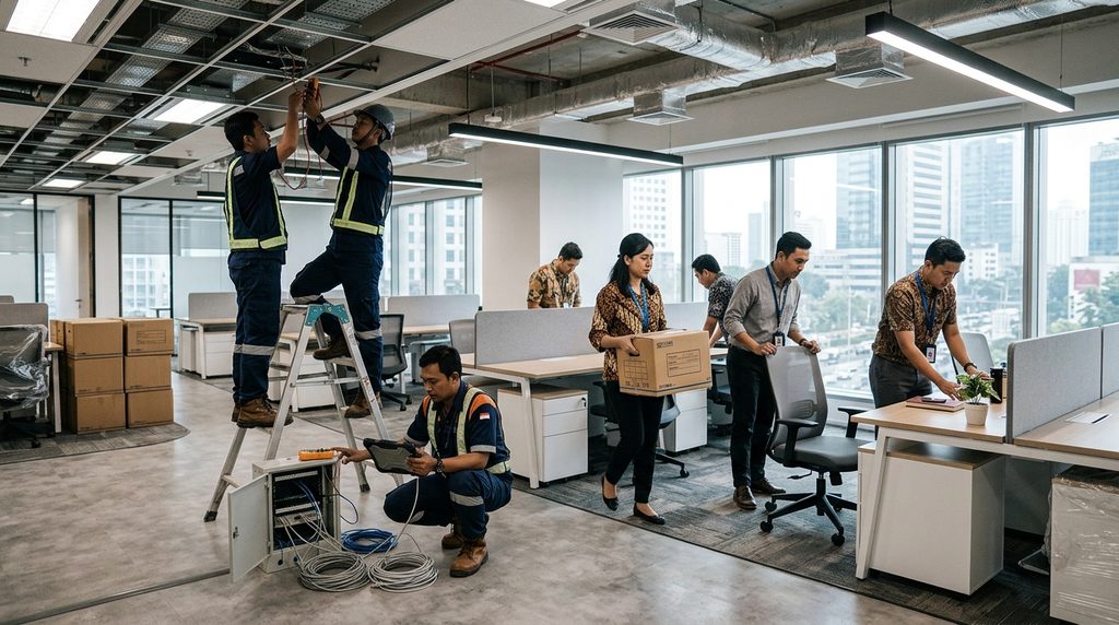 hasil dan proses renovasi kantor untuk proyek renovasi