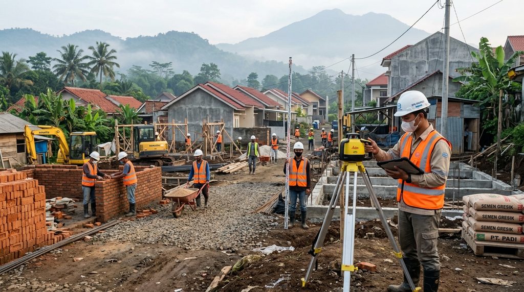 Renovasi Rumah Cluster
Perumahan pada tahap survei proyek cluster/perumahan di Bogor