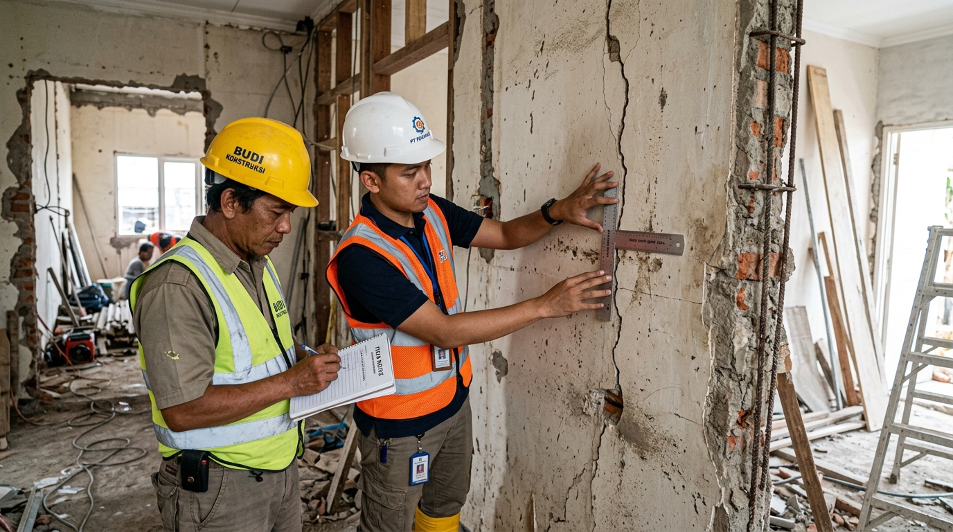 renovasi struktur rumah pada tahap perencanaan dan pemeriksaan awal