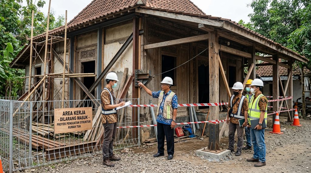 renovasi struktur rumah pada tahap kondisi material lama
