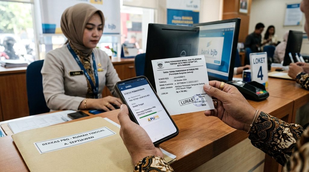 Bukti pembayaran resmi biaya urus imb depok 2026 untuk PBG