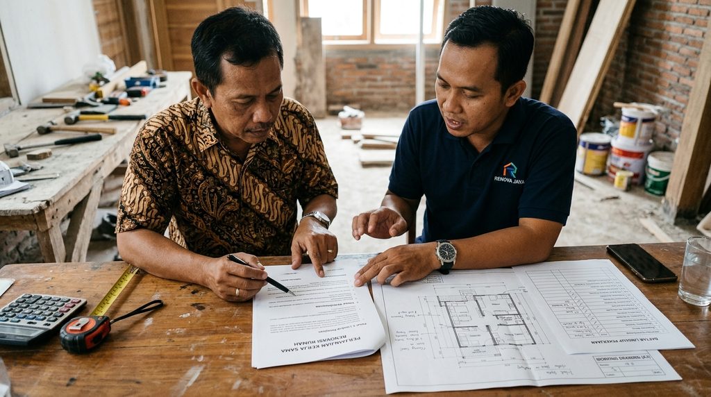 kontrak renovasi rumah pada tahap perencanaan dan pemeriksaan awal