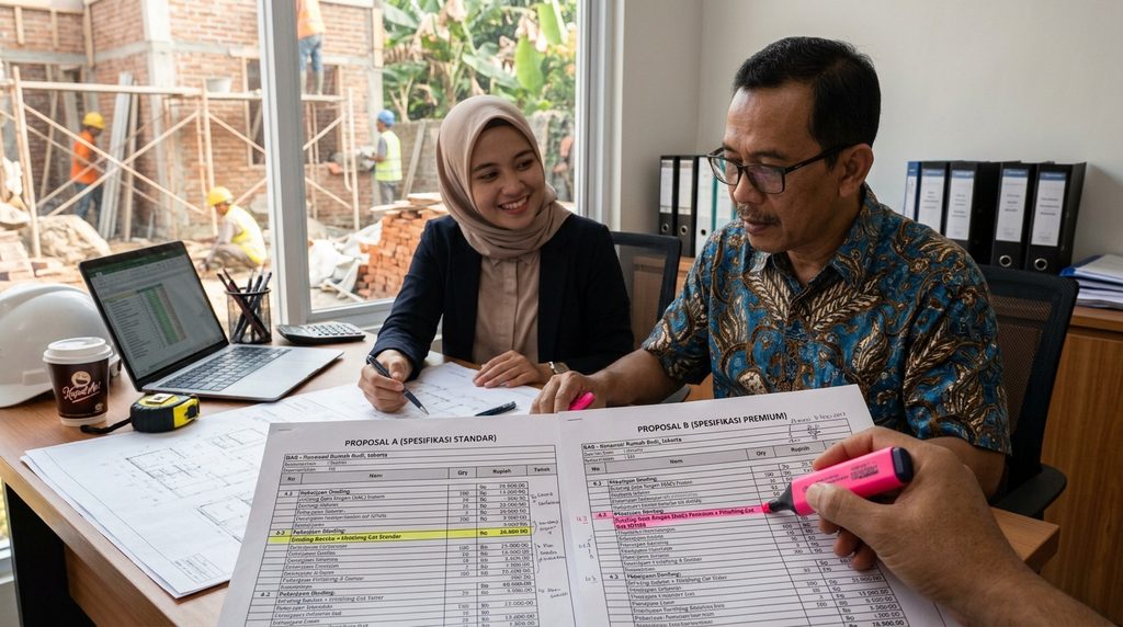 estimasi renovasi rumah dengan fokus spesifikasi dan volume
