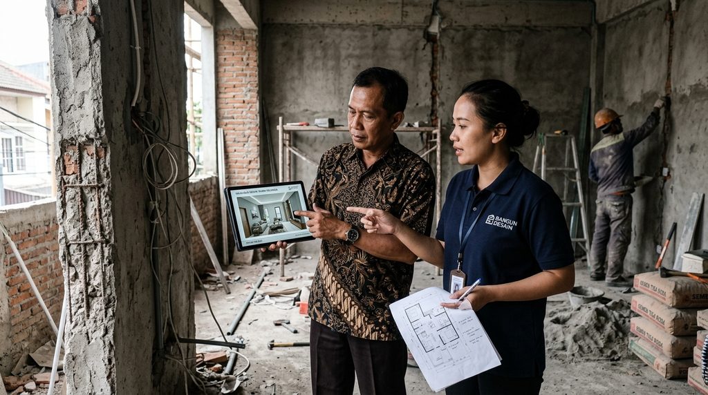 visualisasi desain rumah dengan perencanaan teknis Smartrenov