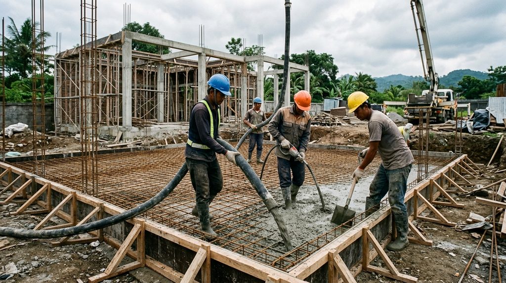 Pekerjaan pondasi proyek Bangun Rumah Lap Padel di Jakarta