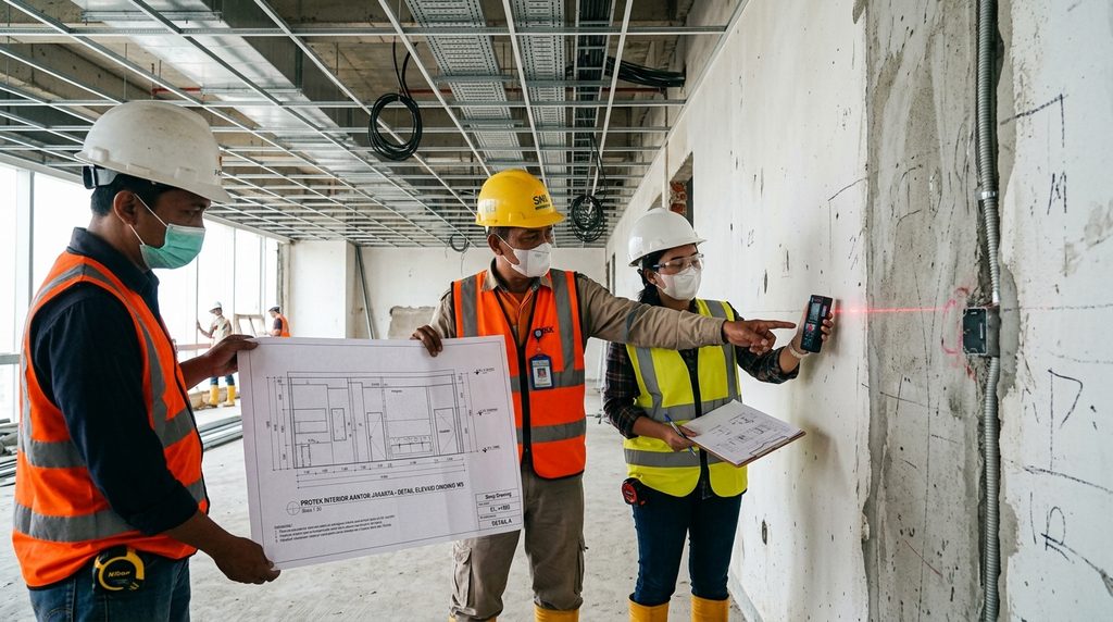 Koordinasi shop drawing Smartrenov kontraktor untuk fit-out interior