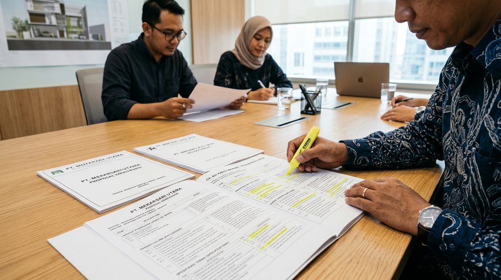 membandingkan kontraktor pada tahap perencanaan proyek