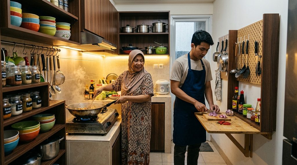 hasil dan proses renovasi dapur kecil untuk proyek renovasi