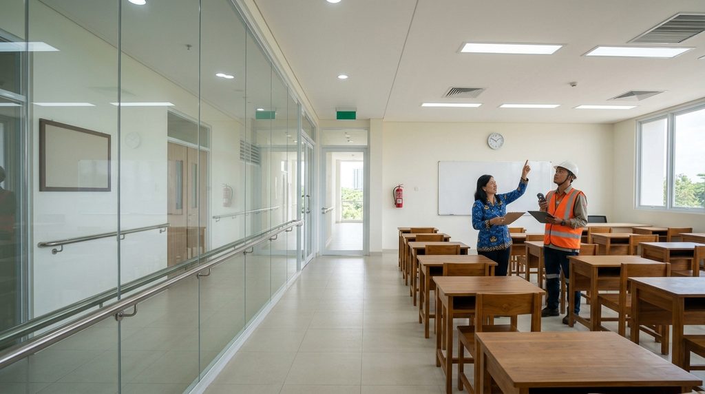 Bangun Rumah Sekolah Jakarta saat pemeriksaan teknis dan kesiapan operasional