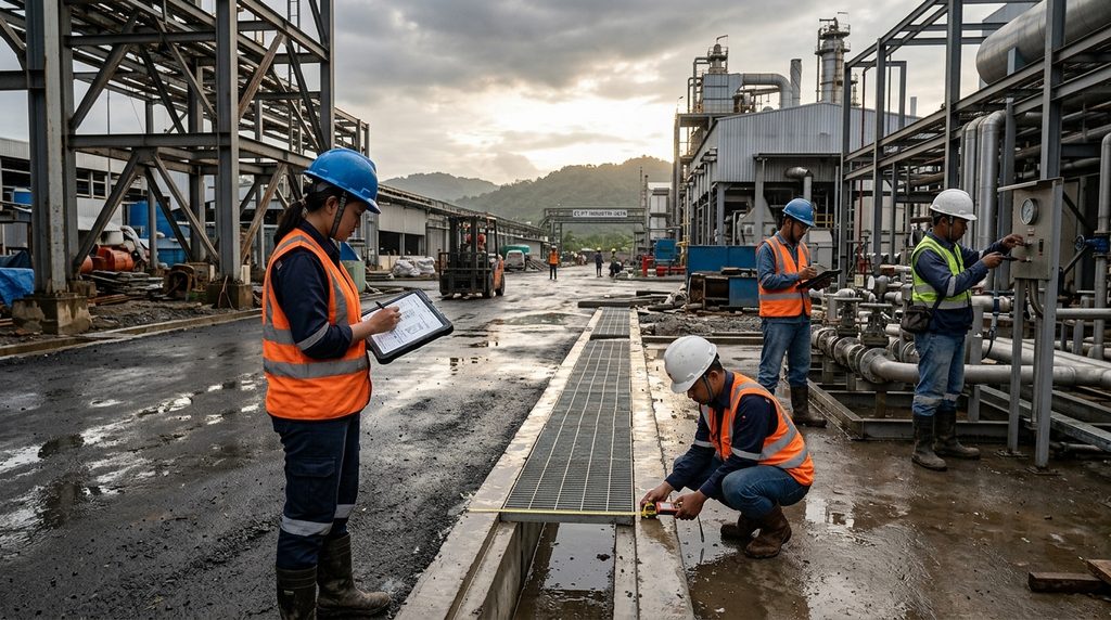 Kontraktor Pabrik Proses Legal saat inspeksi mutu proyek pabrik
di kawasan industri