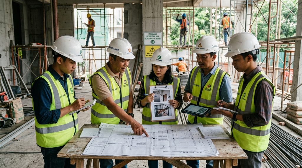 survey renovasi rumah pada tahap perencanaan proyek