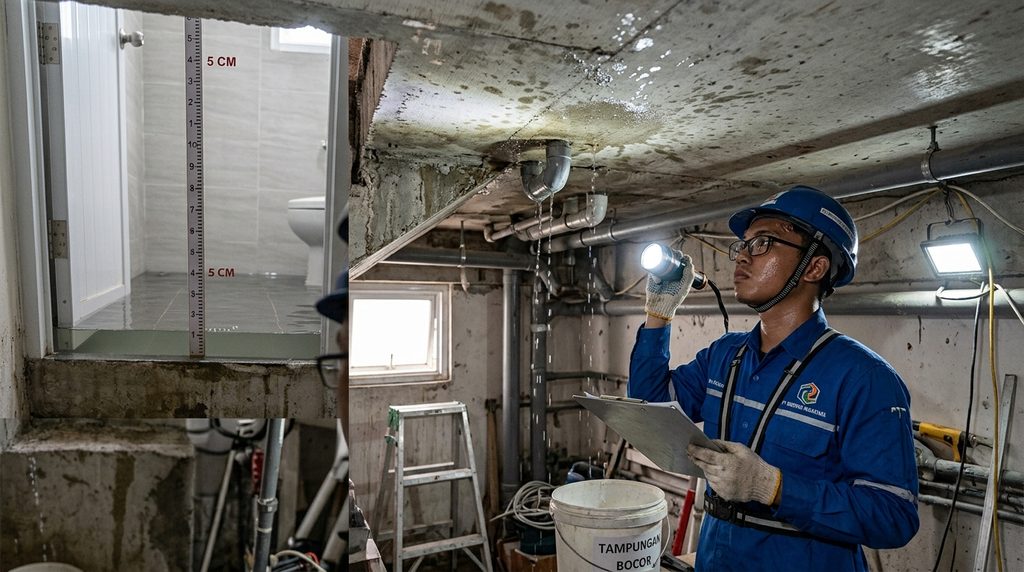 renovasi rumah bocor dalam proses kontrol dan pelaksanaan