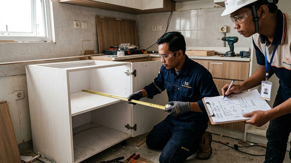 hasil dan proses layout dapur minimalis untuk proyek renovasi