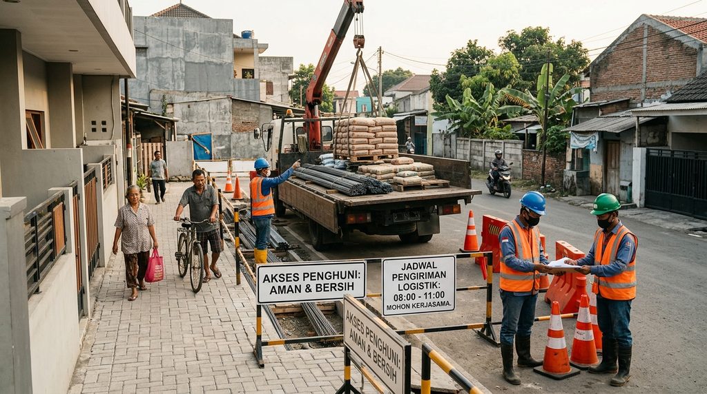 jadwal renovasi rumah dengan fokus pekerjaan basah dan pengiriman material