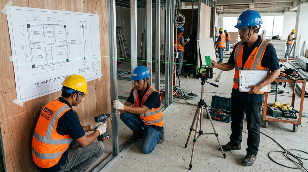 hasil dan proses gambar kerja renovasi rumah untuk proyek renovasi