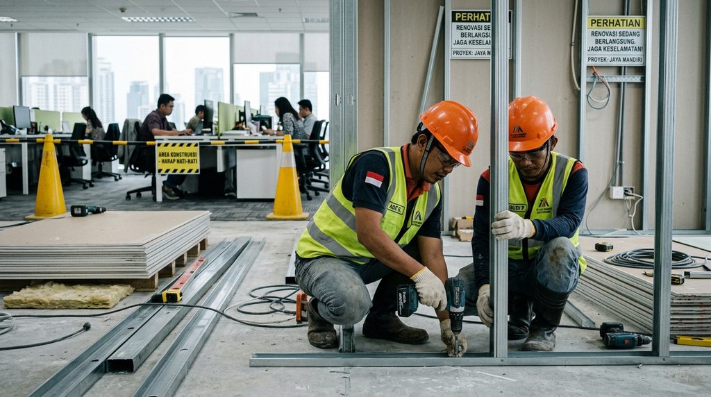 proses teknis renovasi kantor bertahap untuk properti komersial